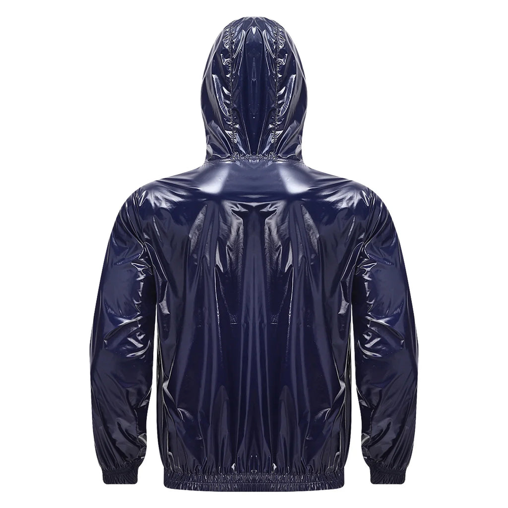 Mens Waterproof Hooded Jacket Tops Breathable Raincoat Waterproof Windproof Outdoor Biking Fishing Jacket Hood Outerwear
