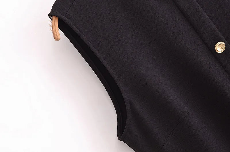 2025 Womens Dresses Black Office Long Dresses for Women Spring Sleeveless Midi Dress Woman Belt Button Women's Dress Vest