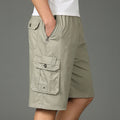 2024 Shorts Men Bermuda Cotton Pocket Zip Cargo Shorts Fashion Style Elastic Army Male Summer Casual Knee Length Vintage Yellow