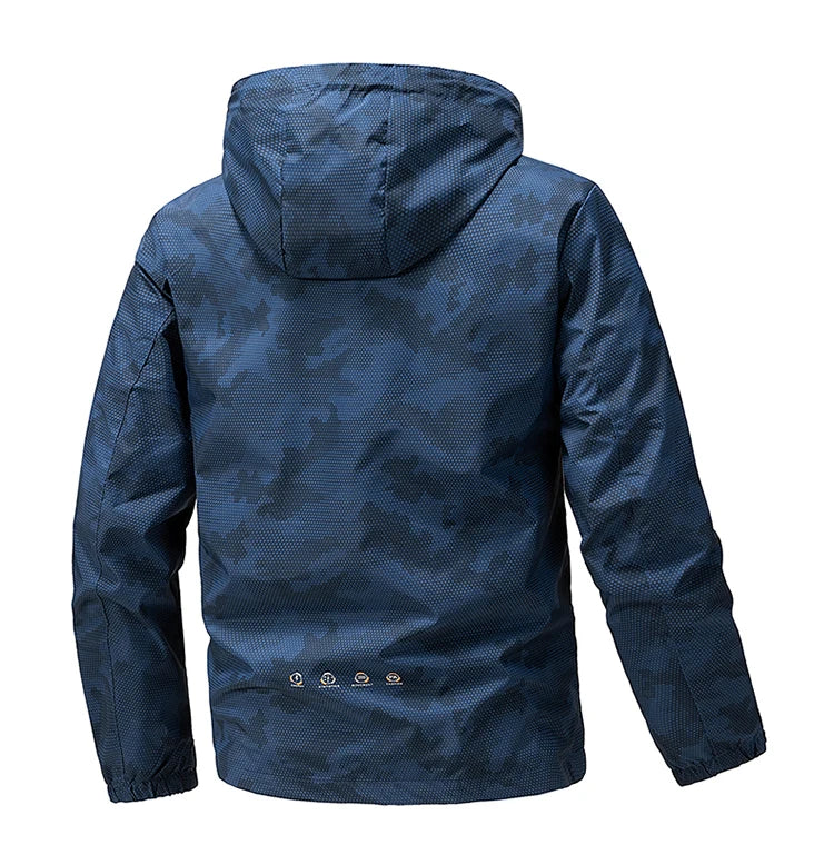 Softshell Outdoor Jacket Men Zip Up Hooded Waterproof Jacket Hiking Camping Windbreaker Lightweight Spring Autumn Coats