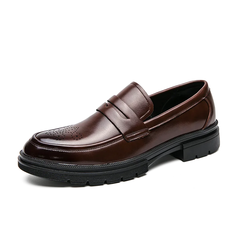Spring and autumn men's business casual shoes breathable carved leather shoes British fashion platform pointed leather shoes 46