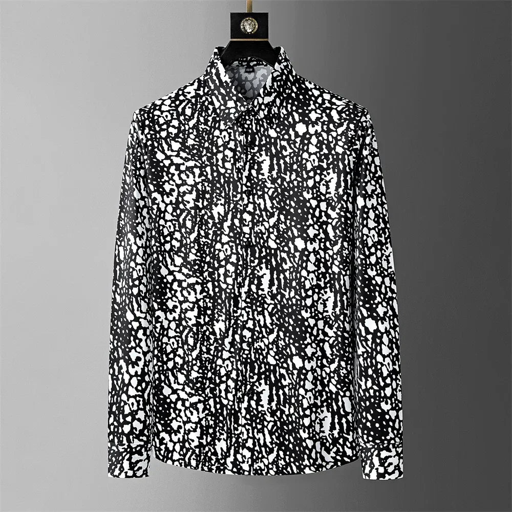 Crown Print Shirt Men's Long Sleeve Casual Shirt High Quality Fashion Popular Premium Plus Size Men's Clothing Disfraz De Hombre