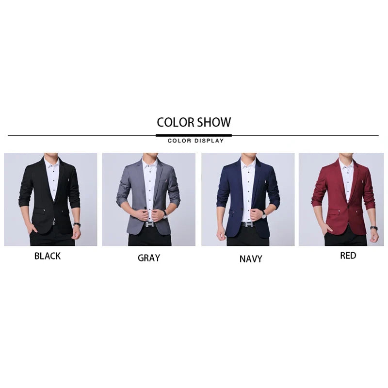 2026 New Spring Autumn Men Suit Jacket Mens Korean Slim Fit Solid Color Smart Casual Work Clothing Men's Suits Blazers