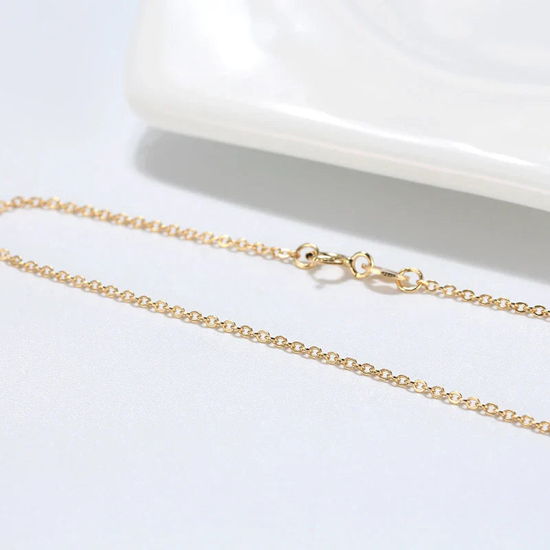 18K Gold 925 Sterling Silver Fashion Cable Link Chains Necklace for Women Thin Neck Chain Accessories Jewelry SC06