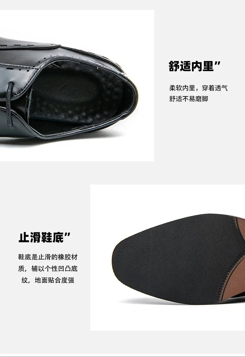 High Quality Leather Business Formal Shoes 2026 Classic Italian Casual Dress Shoes Men Elegant Office Formal Oxford Shoes