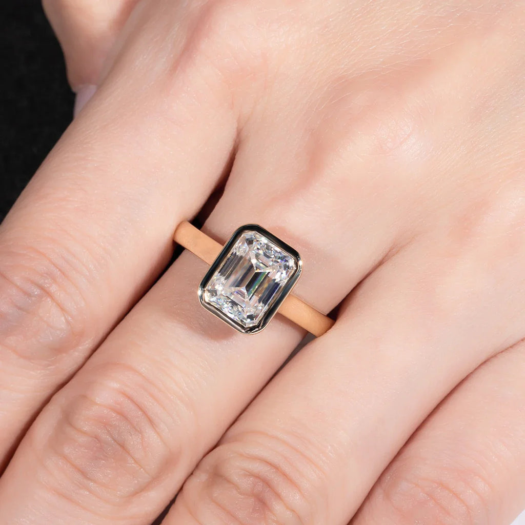 3ct Emerald Cut D Color Moissanite Engagement Ring Yellow Color 925 Sterling Silver Rings For Women Jewelry Wholesale