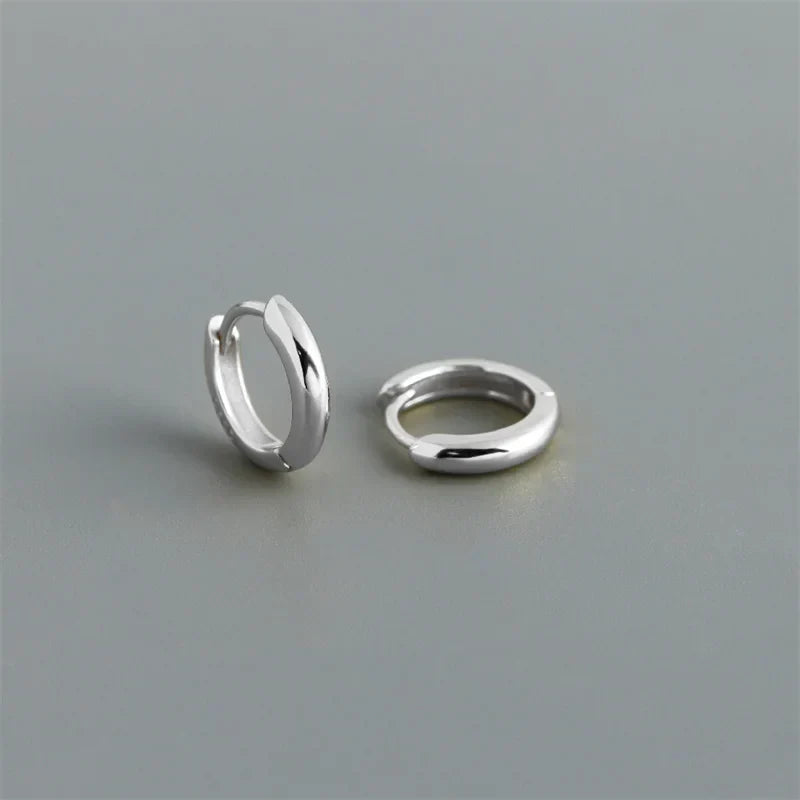 925 Sterling Silver Simple Matte Bohemian Round Ear Buckle for Women Punk Unisex Rock Hoop Earring Jewelry Accessories