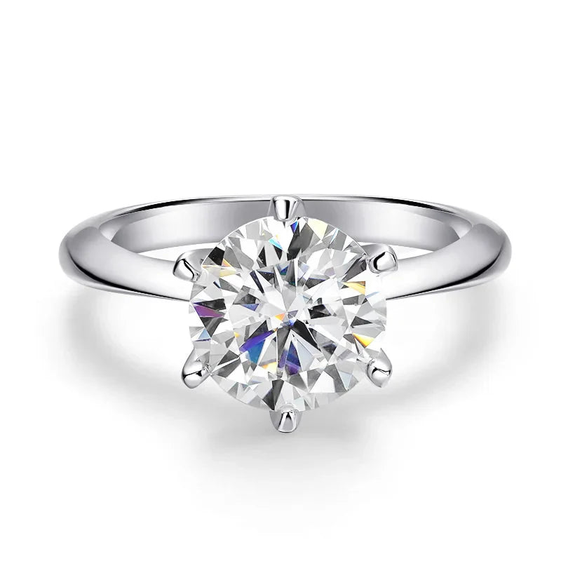 2mm Certified Moissanite Ring for Women Full Diamond Enternity Band S925 Sterling Silver Plated White Gold Jewelry