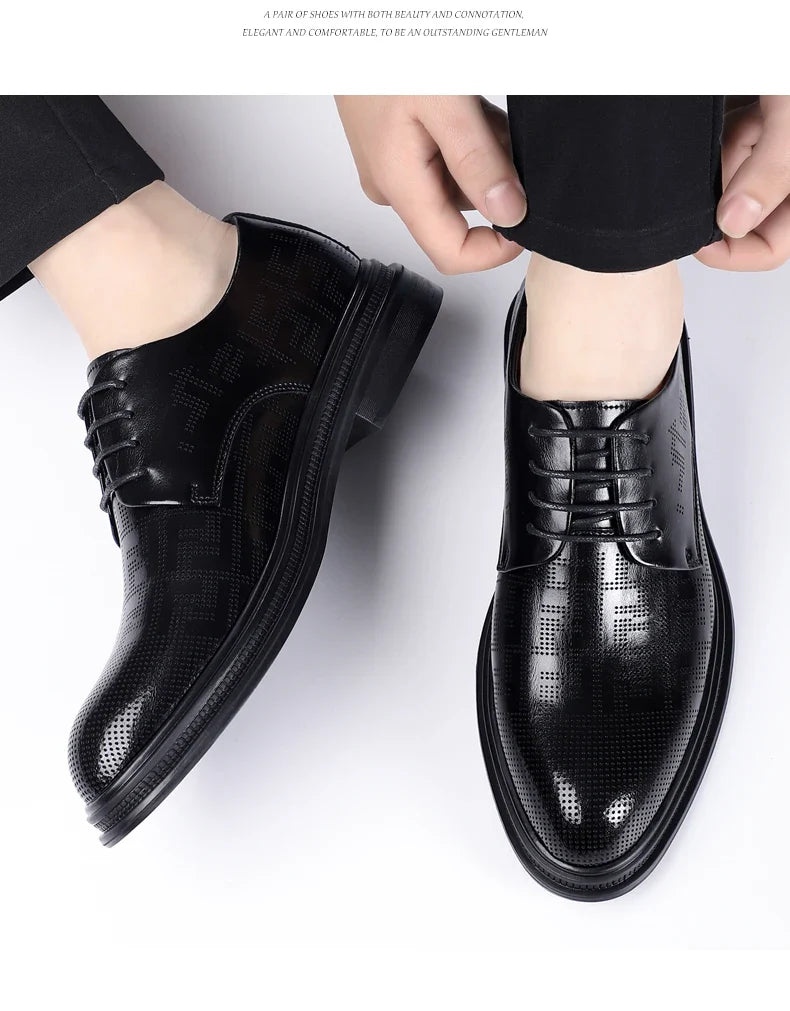 summer Men Elevator Shoes Dress Shoes Formal Leather Quality Busincess Lift 6CM 8CM Height Increased Man Elegance Wedding Shoes
