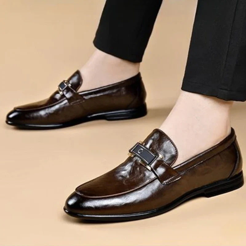 British Style Business Men's Formal Shoes Brown Slip-on Cheap Liquidation Elegant and Classic Leather Casual 39 Social Shoe Male