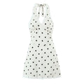 Lace Spliced Polka Dot Halter Dress Women Elegant A-line Mini Sexy Backless Dresses Summer Robe 2025