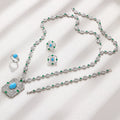 2023 Hot Square Sweater Chain 4-Piece Long Necklace Set Crystal Cubic zirconia Dubai Nigeria Wedding Accessories