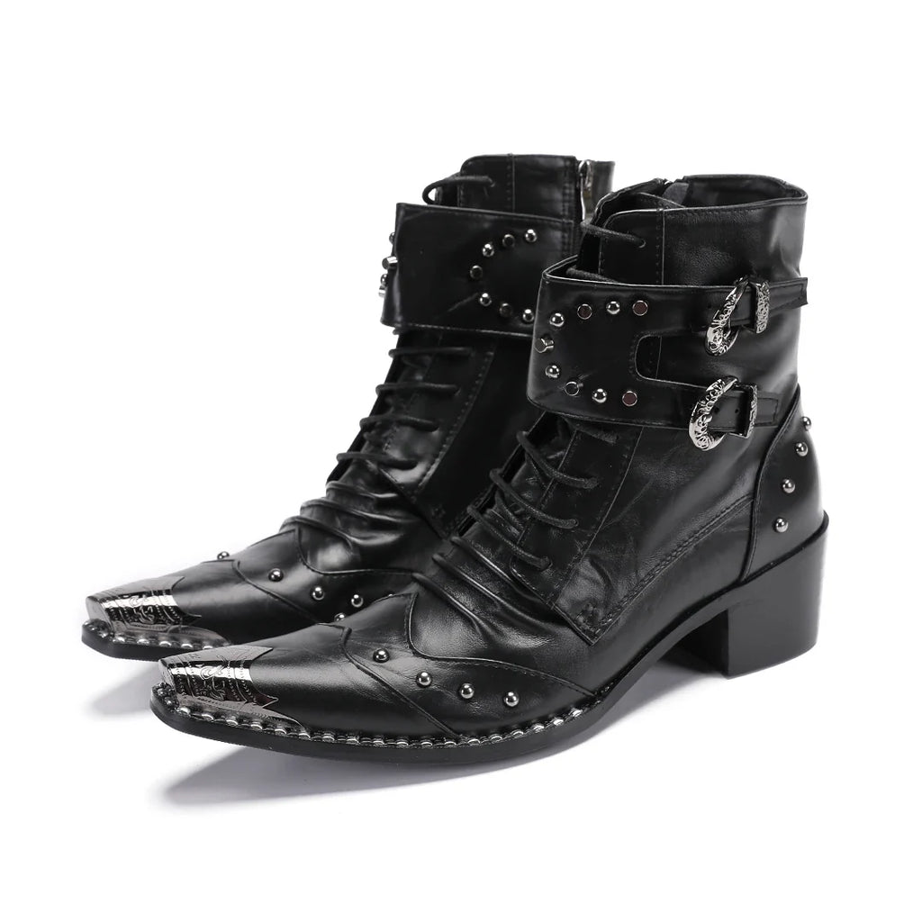 Mens Black Spike Party Shoes