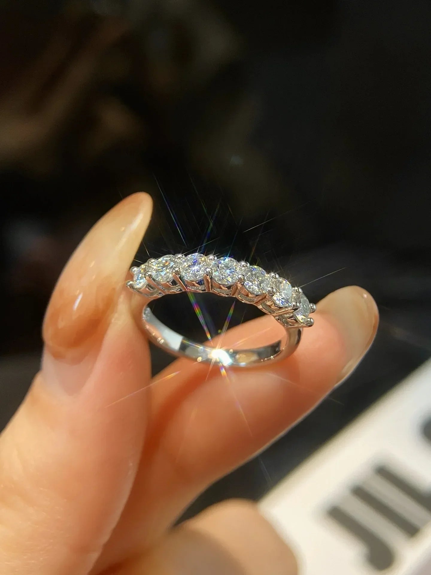 Pretty 1.5mm-5mm Full Moissanite Row Rings for Women S925 Silver Sparkling D color VVS1 Moissanite Diamond Women's Rings Gift