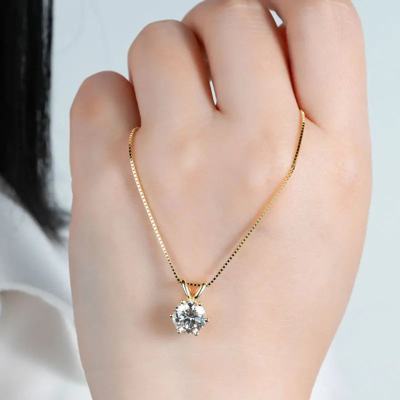 Certified 0.5ct–5ct Moissanite Necklace Sparkling Solitaire Lab-Grown Diamond Pendant Necklaces for Women Daily Jewelry