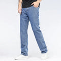 Men's Korean Fashion Baggy Jeans Classic All-match Solid Color Straight-leg Denim Wide-leg Pants Male Light Blue Black Grey