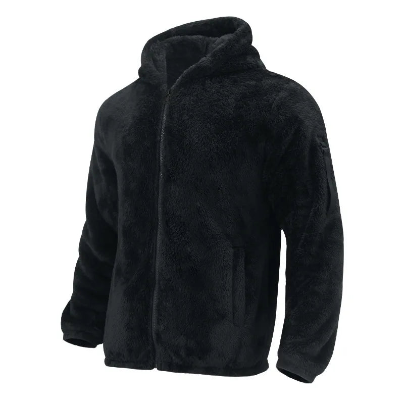 Men's Autumn and Winter Double-Sided Fleece Warm Jacket  Loose Hooded Casual Jacket