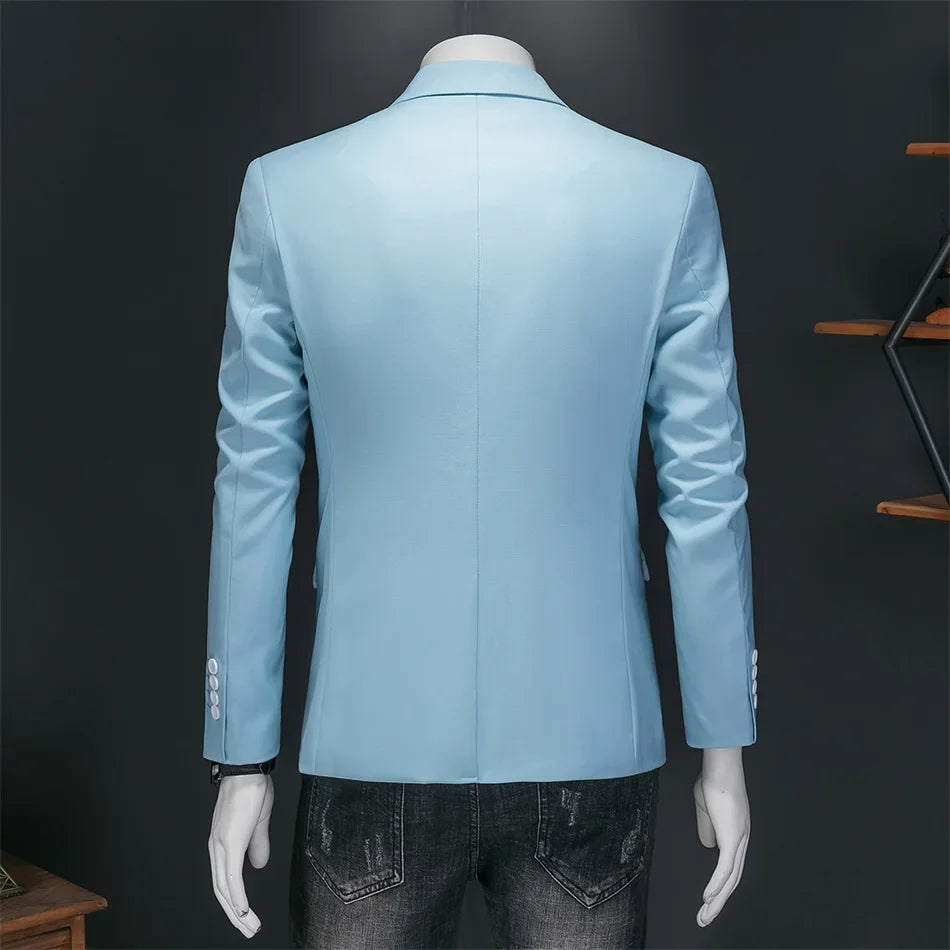 15-color boutique fashion suit 6XL men's slim groom wedding suit jacket business office suit casual solid color suit jacket