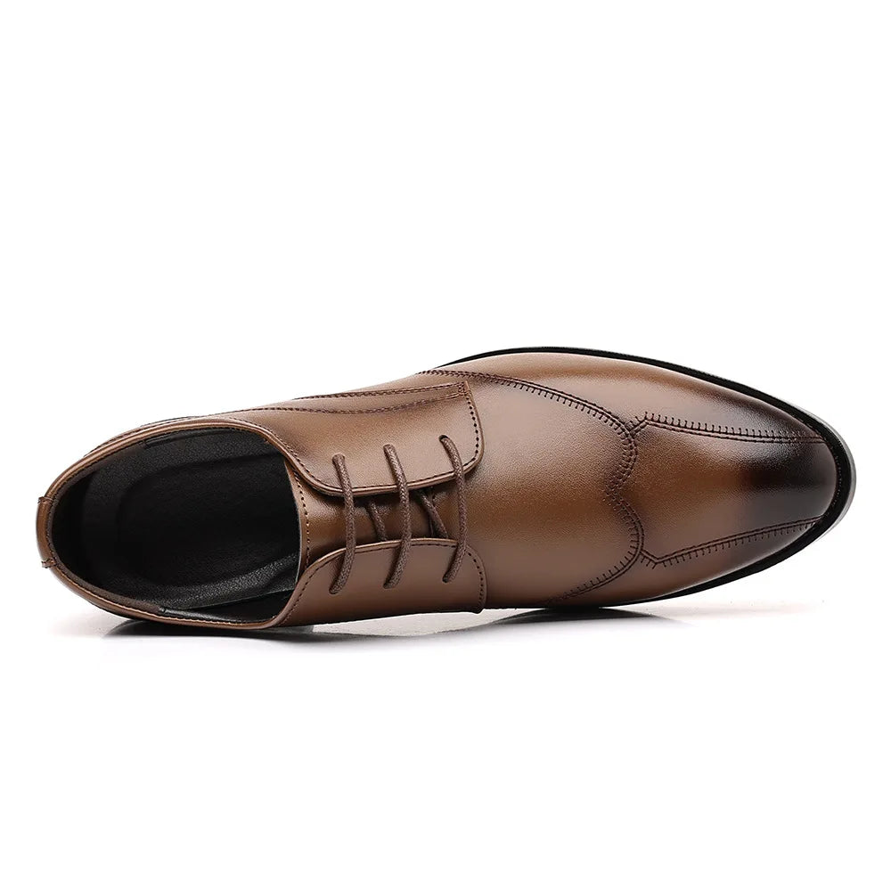 Spring Autumn New Dress Shoes for Man Solid Color Business Fashion Casual Leather Shoes Male Cusp Lace Designer Wedding Shoe Man