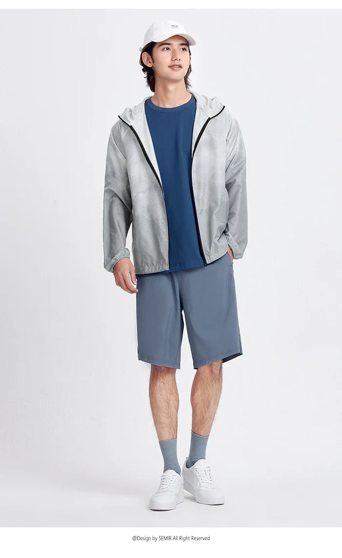 Jacket Men'S Summer Foldable Storage Top Simple Casual Style Hooded Couple