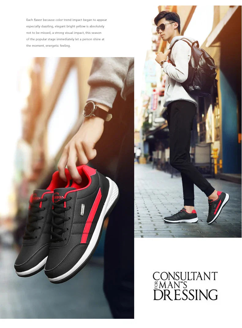 Men Shoes Spring Autumn Waterproof Walking Sneakers Leisure Male Leather Sports Shoes Non-Slip Footwear Tennis for Men
