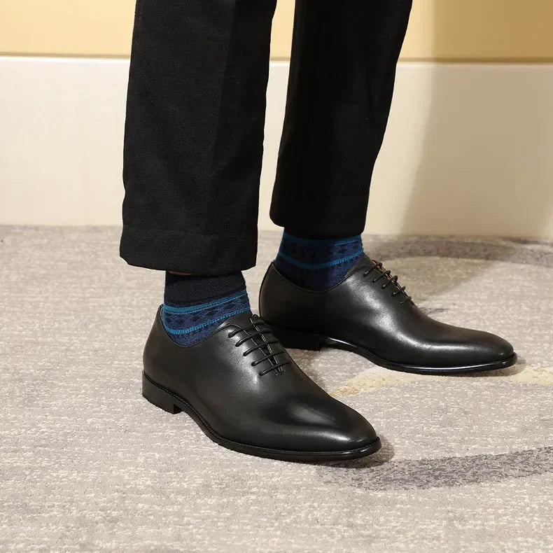 Designer Genuine Leather Mens Wholecut Oxford Shoes Luxury Brand Black Brown Dress Shoes for Business Office Formal Wear