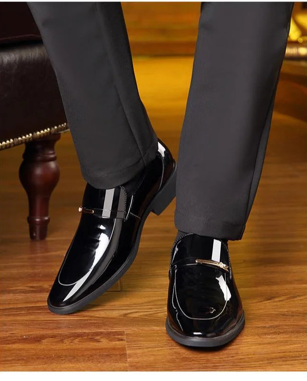 Patent Leather Men's Formal Shoes Casual Business Social Shoe Male Bright Upper Spring Autumn Cheap Clearance Not 2025 Style New
