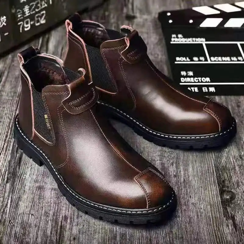 Leather Men Shoes Set Foot Casual Slip on Men Loafers Men Flats High Quality  Moccasins Shoes Plus Size Handmade Shoes Boots