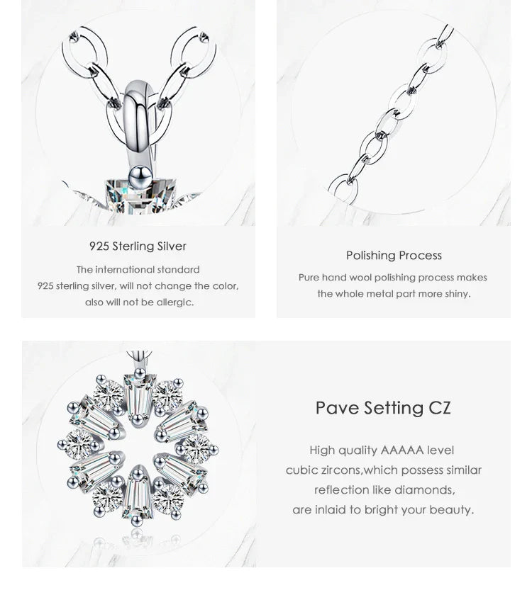 Real 925 Sterling Silver Lucky Snowflake Pendant Necklace for Women Fine Jewelry 2021 New Bijoux Girl Christmas Gifts