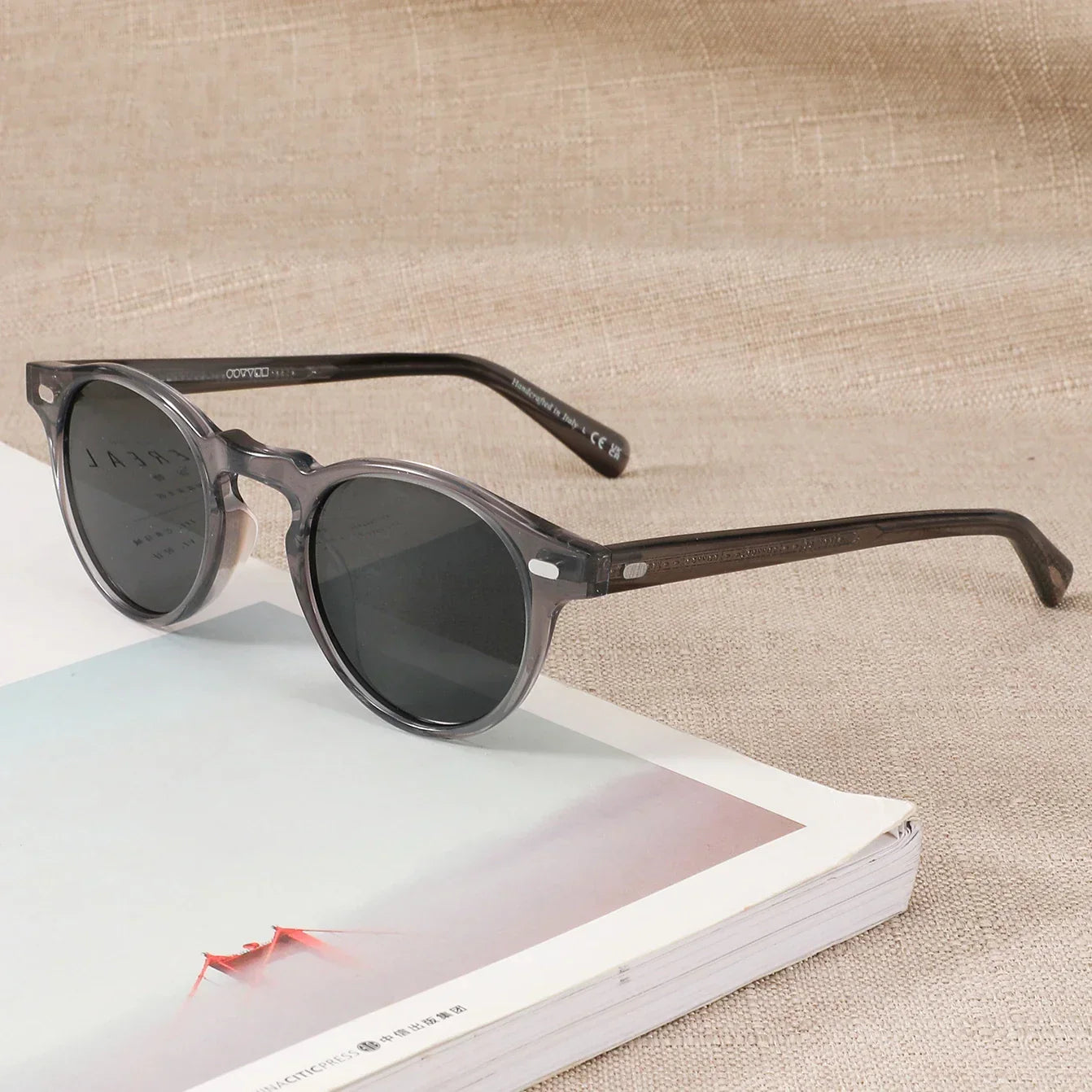 Gregory Peck Vintage Polarized Sun Glasses OV5186 Clear Frame Sunglasses Brand Designer Men Women OV 5186 Gafas Oculos with case