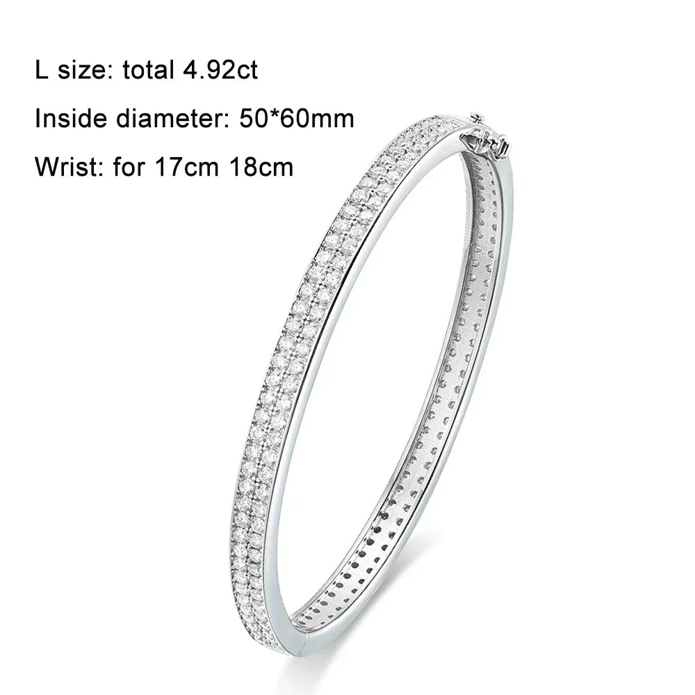 D VVS1 Moissanite Bangle Bracelets For Women Full Diamond Elegant Classic Solid 925 Sterling Sliver Jewelry Accessories