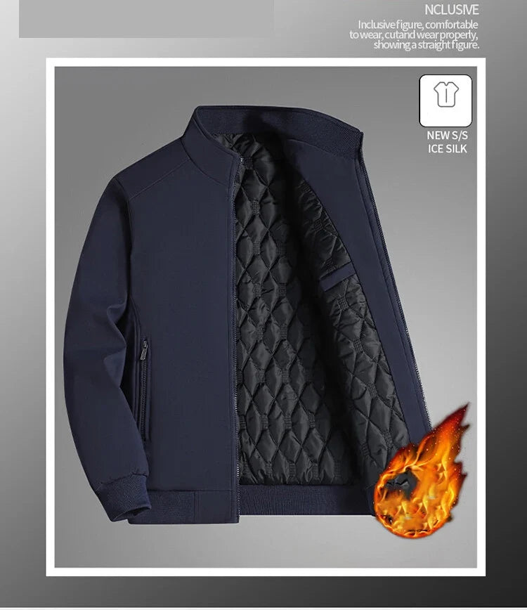 Plus Size 8xl Jacket for Men 2026 Thick Stand Collar Solid Winter Jacket Men Waterproof Warm Business Casual Men Coats