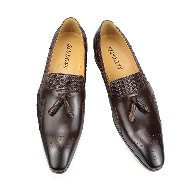 New Leather Casual Shoes Mens Summer One-Step Loafers Dress Wedding Leather Luxury Groom Wedding Men Italian Style Oxford Shoes