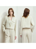 2026 Short Jacket Women's Shoulder Padded Suit Collar Rose Beaded Embroidery Autumn Long-sleeve Commuter Top 12521069