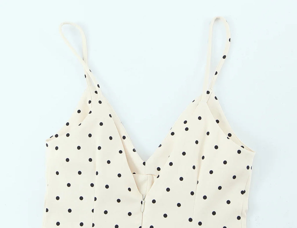 Chic Shiny Polka Dot Sheath Camisole V-Neck Mini Woman Dress Fashion 2026 Bodysuits Dress Mature Night Party Vestidos