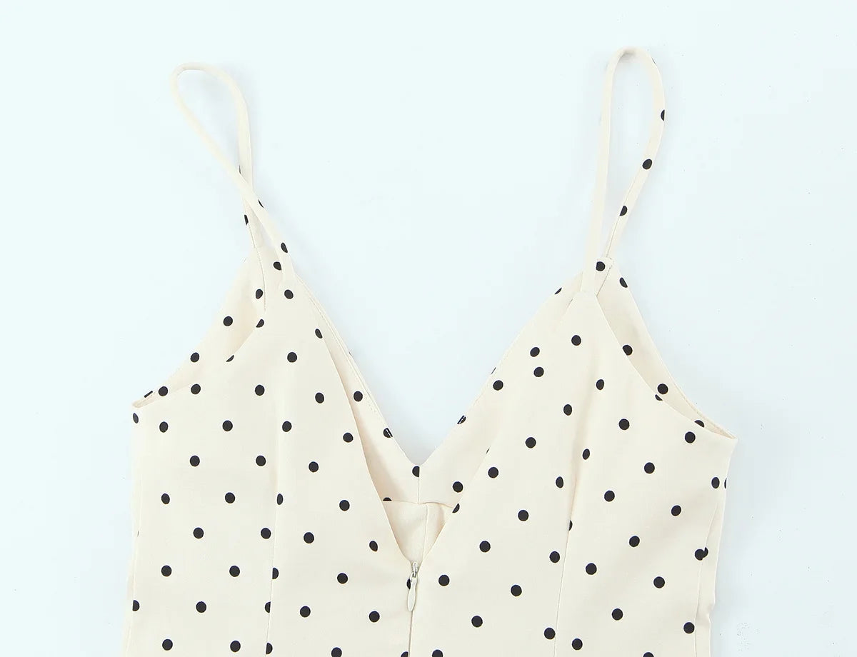 Chic Shiny Polka Dot Sheath Camisole V-Neck Mini Woman Dress Fashion 2026 Bodysuits Dress Mature Night Party Vestidos
