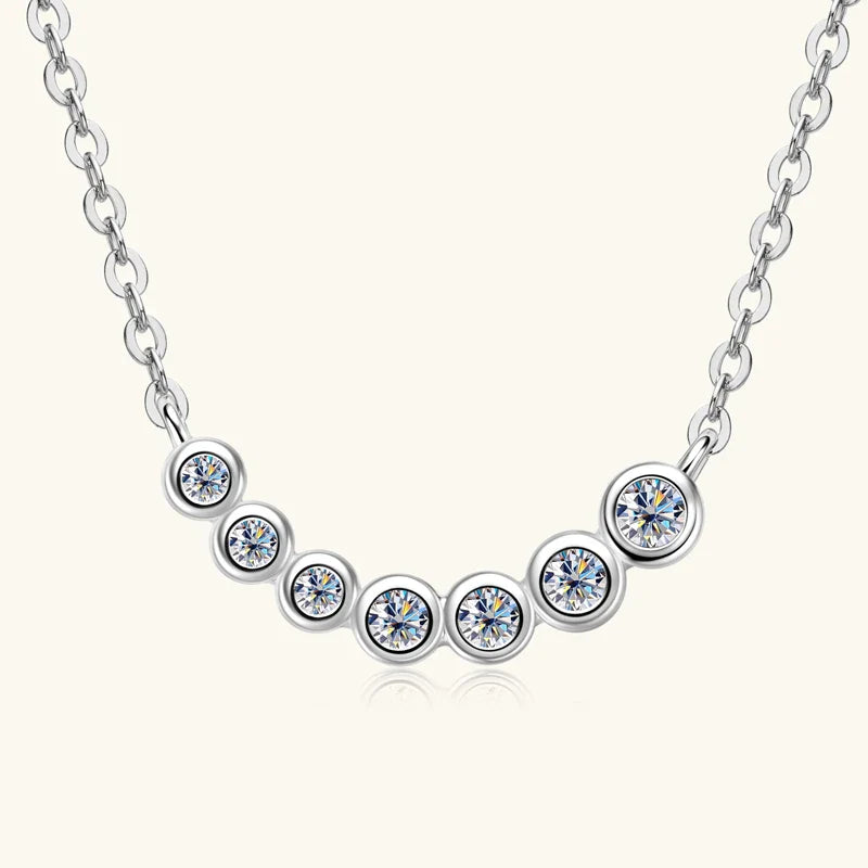 Collares Mujer 925 Sterling Silver Clavicle Necklace For Women Exquisited 7 Stones Moissanite Pendant Necklaces Jewellry