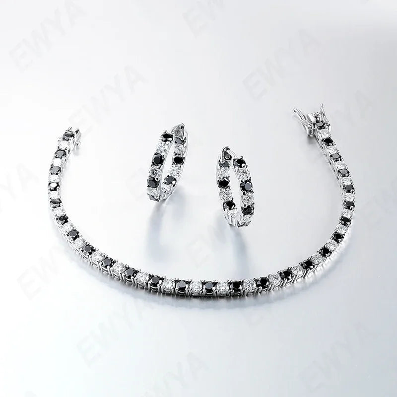 GRA Certified 3/4/5mm Full Black Moissanite Tennis Bracelet for Women Men 925 Silver Plated 18K Rose Gold Link Bracelets
