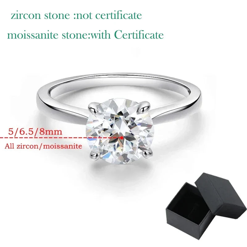 White Gold 2ct 100% Moissanite Engagement Ring for Women S925 Sterling Silver Lab Diamond Promise Wedding Band Jewelry