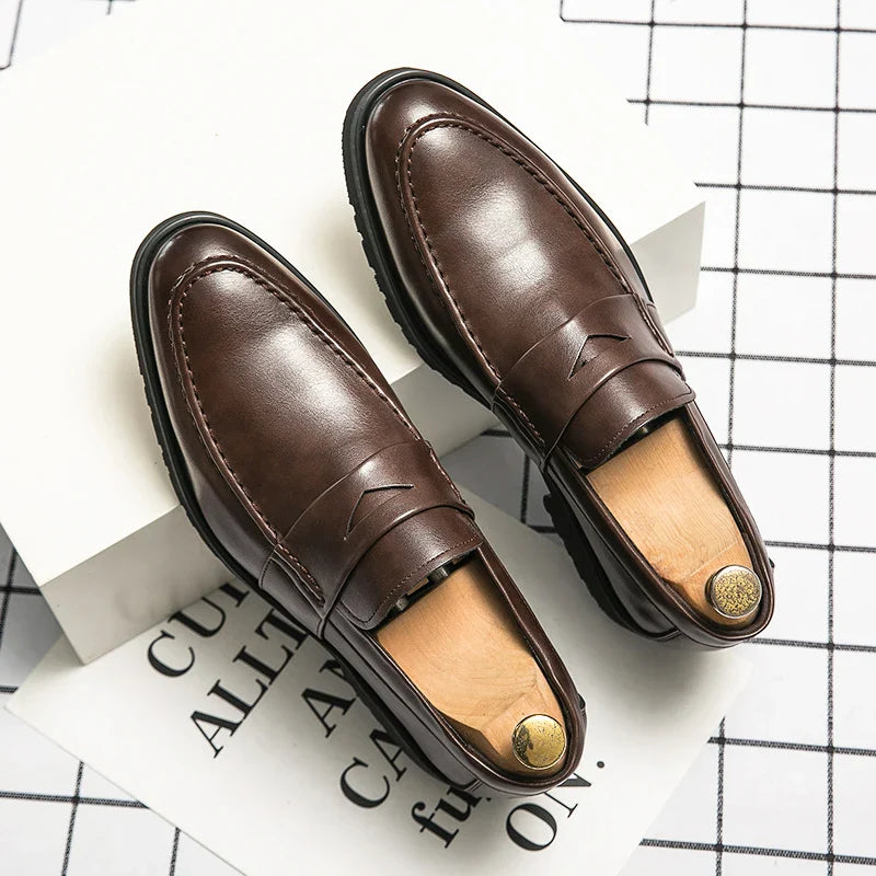Mens Casual Leather Breathable Business Designer Brand Office Loafers Formal Classic Smile Footwear Dress Shoes for Men Flats 48