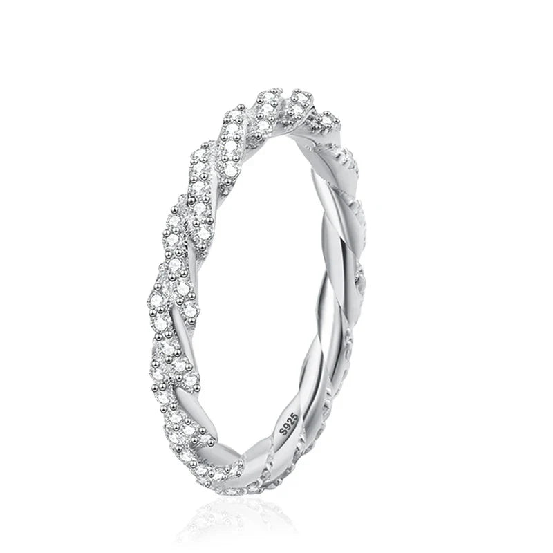 Full D Color Moissanite Wedding Band Ring 925 Sterling Silver Sparkling Eternity Band Engagement Bride Rings For Women