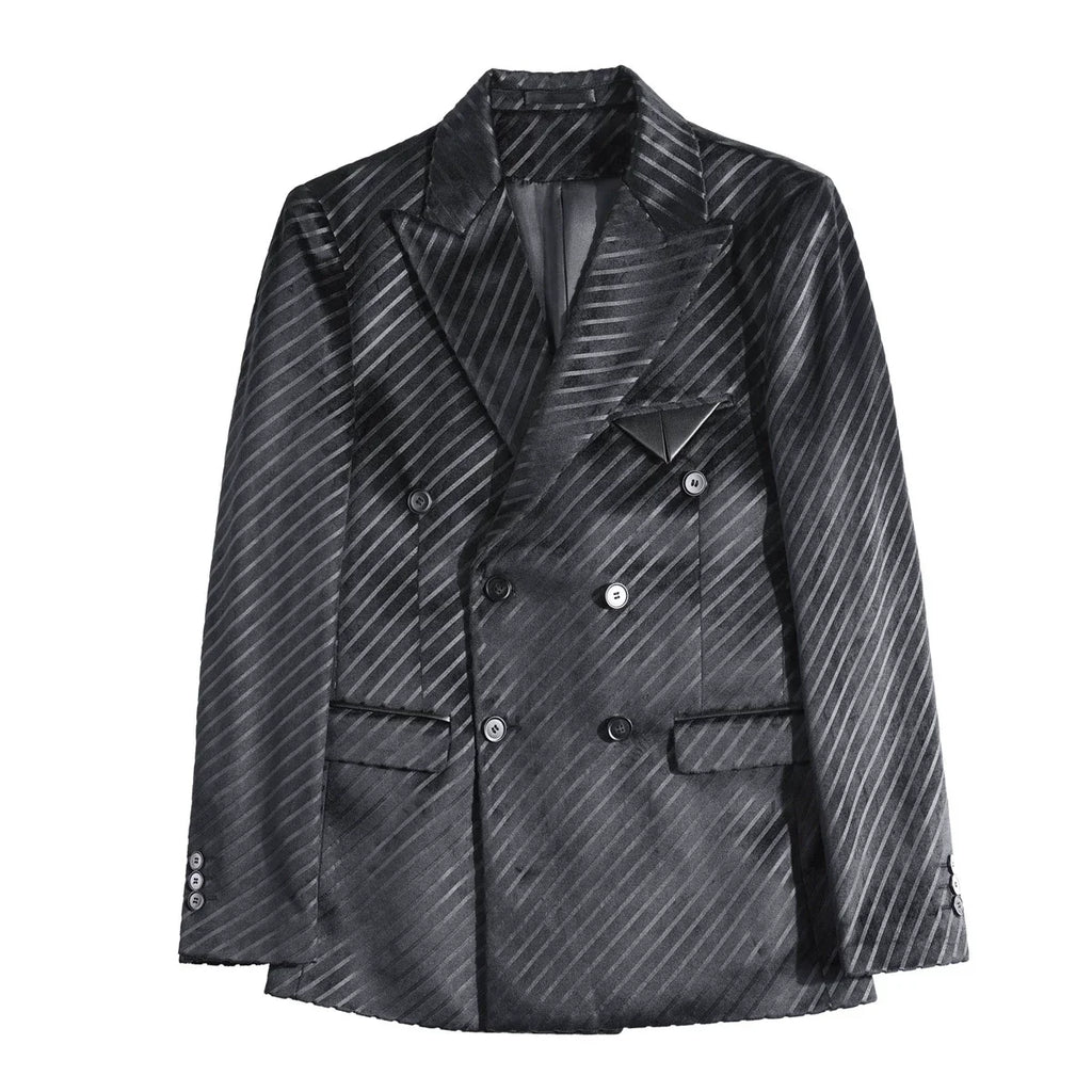 British Style Luxury Men Double Breasted Twill Suit Jacket High Quality Fashion Business Slim Fit Groom Social Party Suit Dress