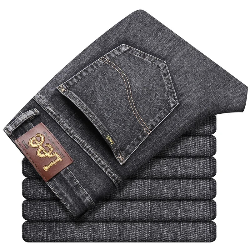 Lee Dex Jeans Men's Autumn/winter Thick Straight-leg Loose-fit Casual Business Pants Slimming Smooths Your Silhouette Trousers