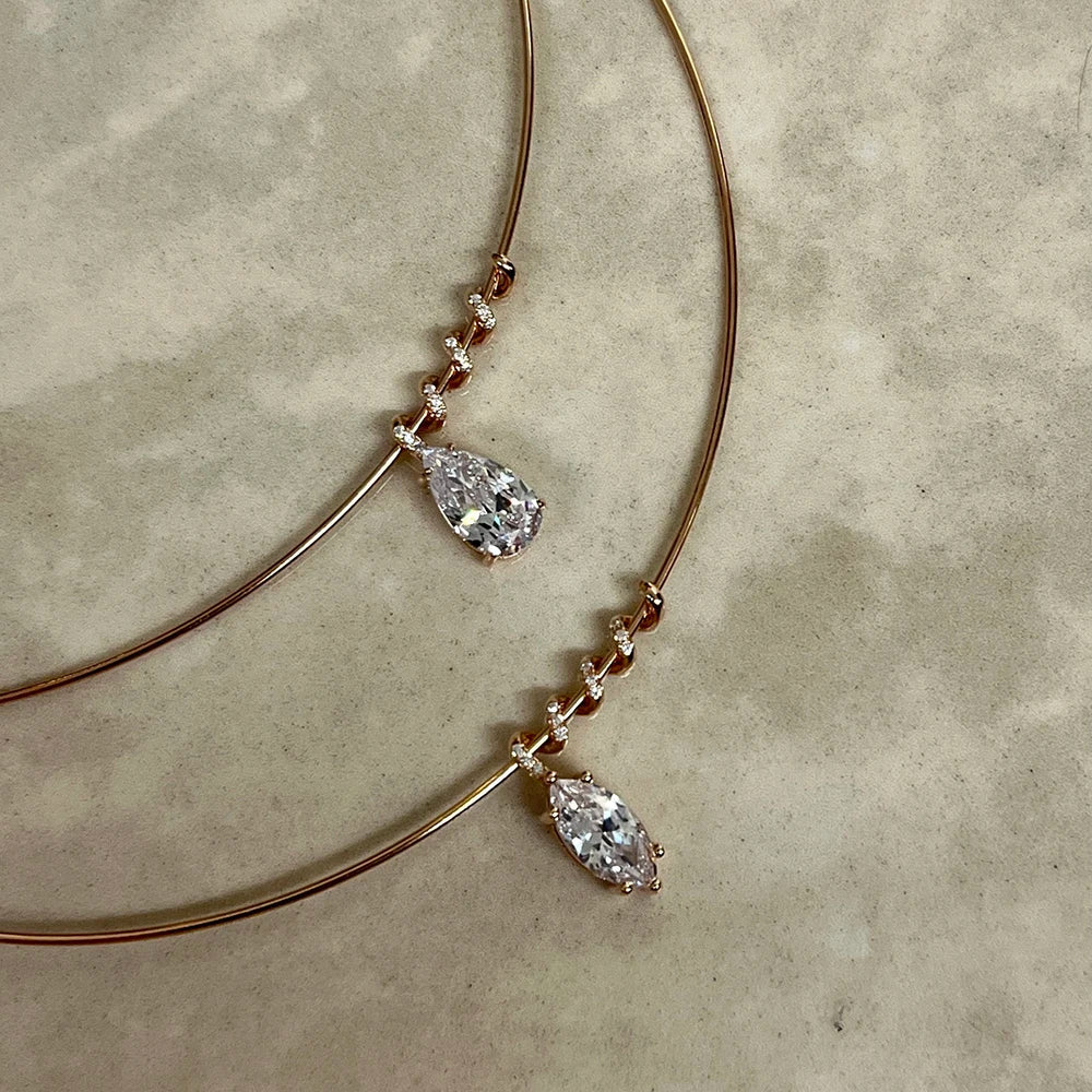 All Moissanite  Necklace with Waterdrop Snake Pendant 925 Sterling Silver 3/5Carat Pear Cut Lab Diamond Hard Choker for Women
