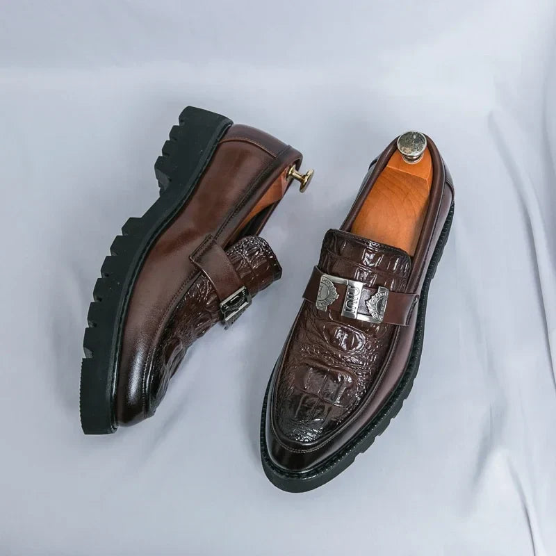 Mens Loafers Party Business Thick Soled Men Leather Shoes Dress Platform Shoes Comfortable Fashion New Casual Shoes for Men