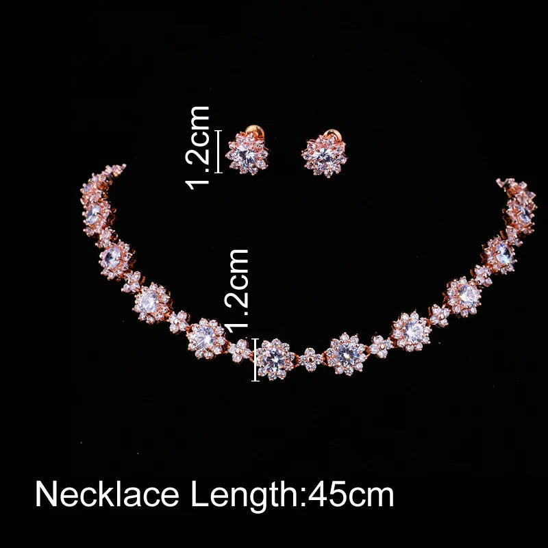 Classic Hot Sale 5 Colors Options High Quality Round Zirconia Jewelry Sets for Elegant Women Wedding Dress Accessories