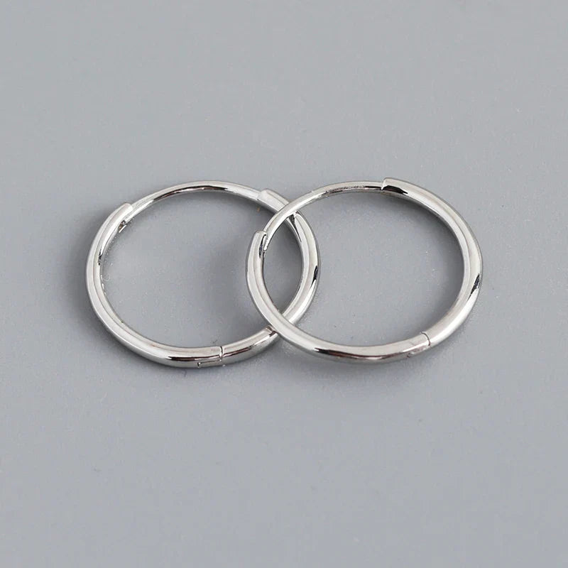 925 Sterling Silver Minimalist Glossy Circle Hoop Earrings for Women Fashion Simple Ear Bone Piercing Jewelry Accessories