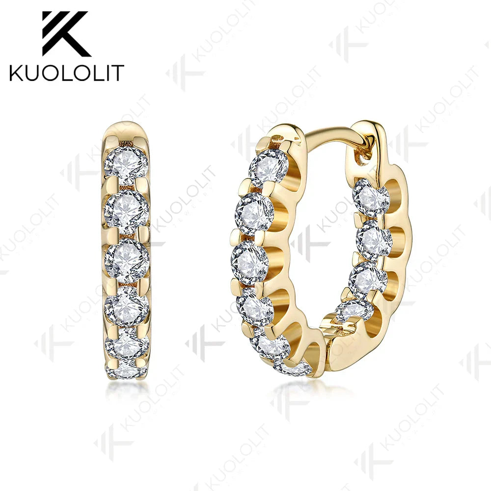 Moissanite Earrings for Women 18K 14K 10K Solid Gold White Gold 925 Silver Clip Hoop Square for Party Christmas Classic