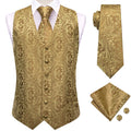 Vest for Men Gold Suit Vest Floral Waistcoat Summer Vest Tuxedo Paisley Tie Set Cufflinks for Wedding Business Hi-Tie WJ-0008