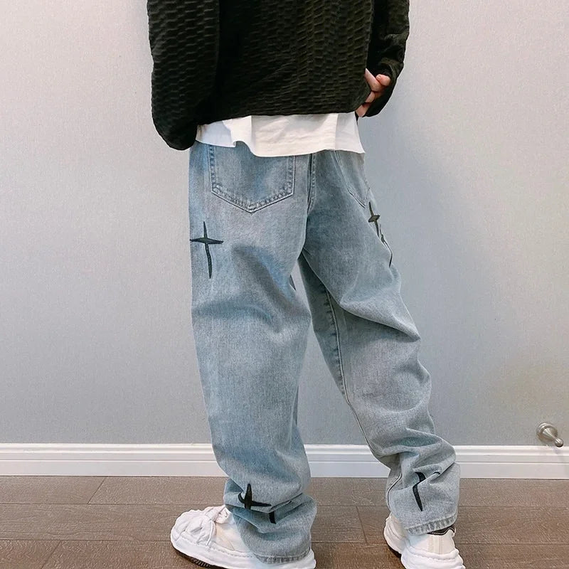Wide Leg Cargo Pants men Streetwear Baggy mens Jeans